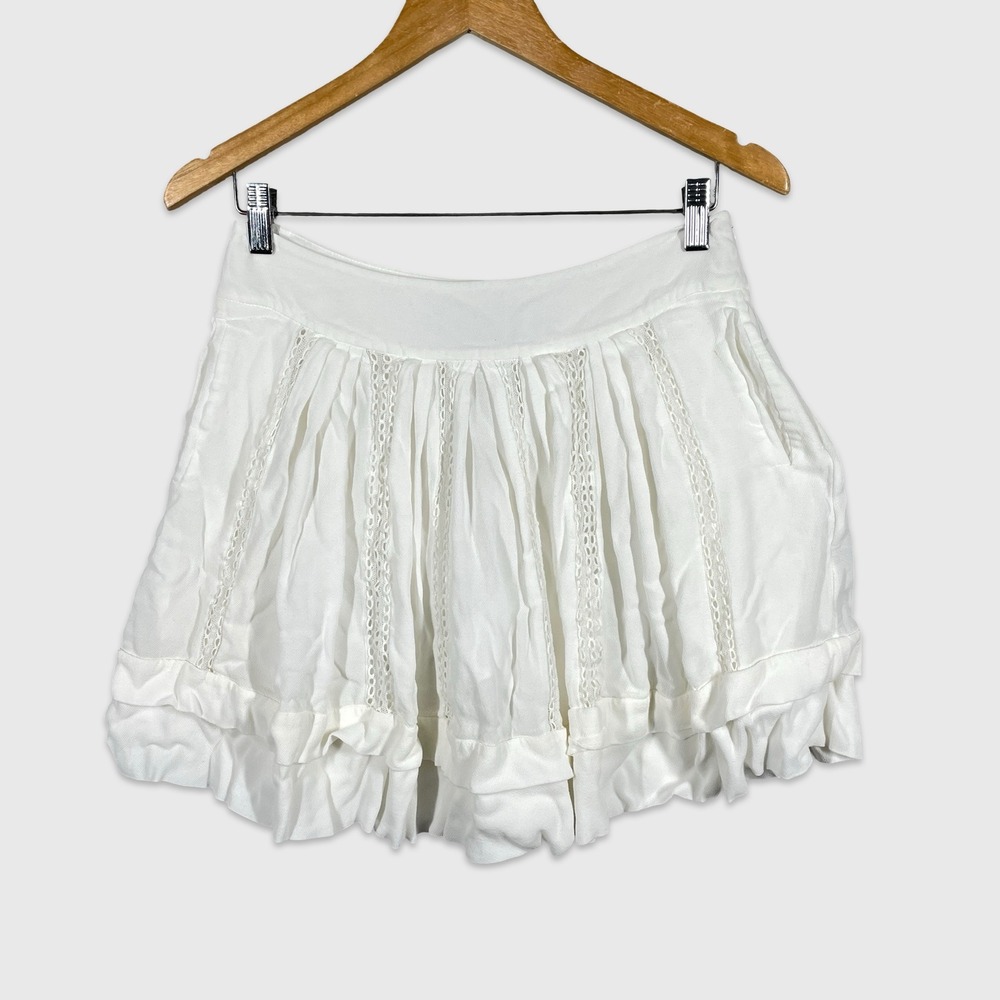 IRO Ginny Skirt Womens 40 White Boho Cottagecore Fairycore Romantic Mini Skirt